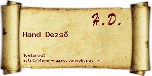 Hand Dezső névjegykártya